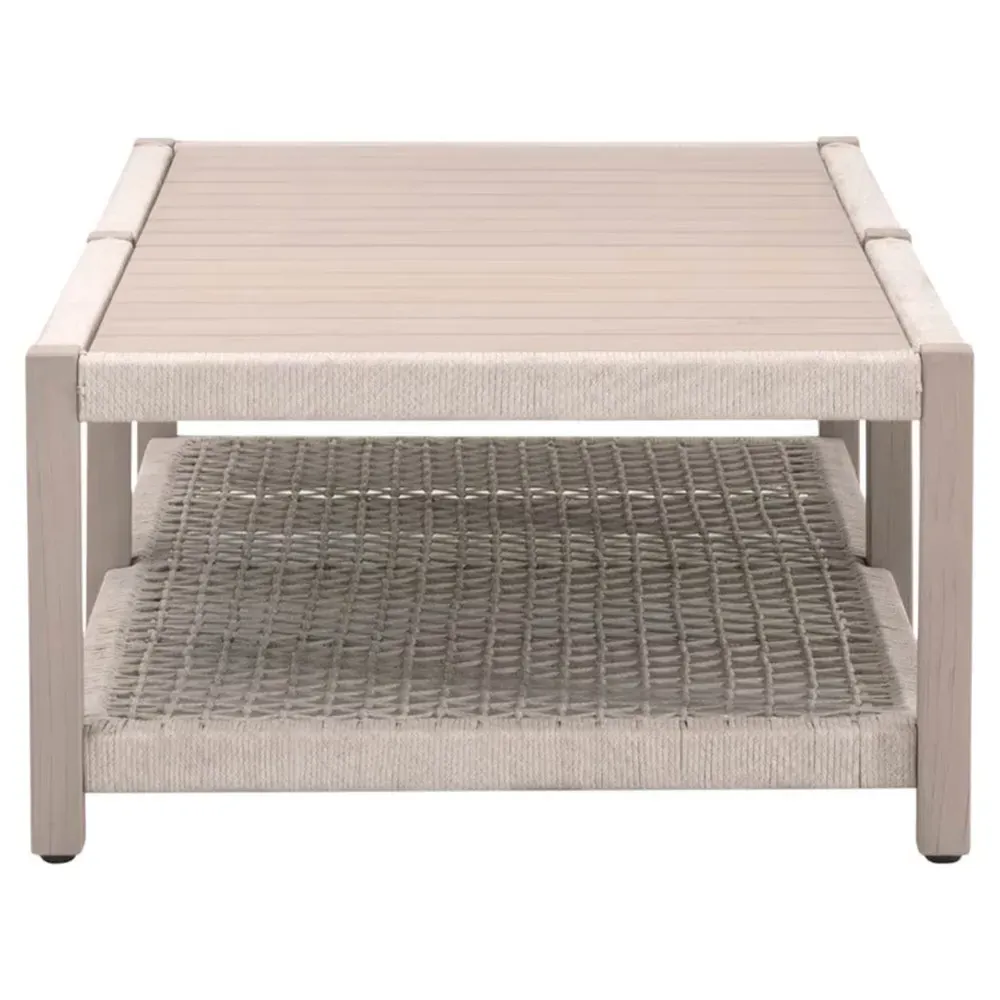 Wren Rectangular 2 Tier Outdoor Coffee Table - Beige, Teak