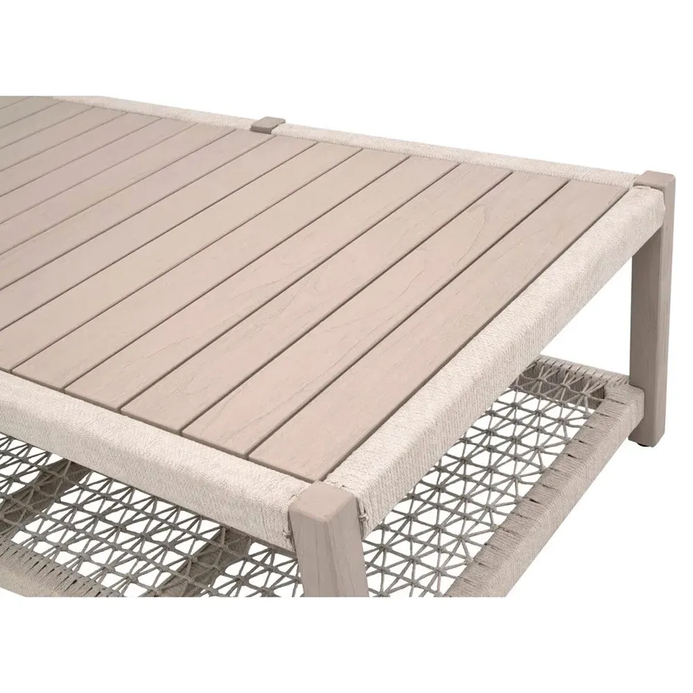 Wren Rectangular 2 Tier Outdoor Coffee Table - Beige, Teak