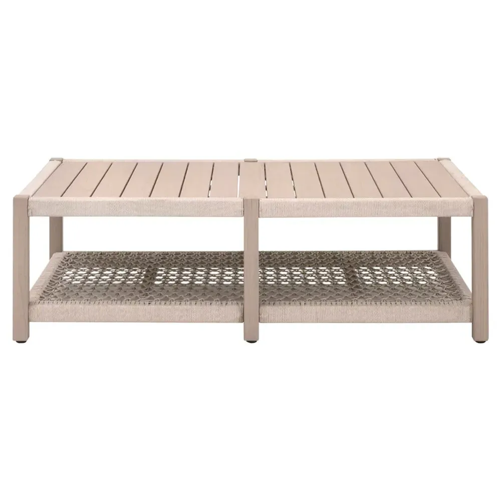 Wren Rectangular 2 Tier Outdoor Coffee Table - Beige, Teak