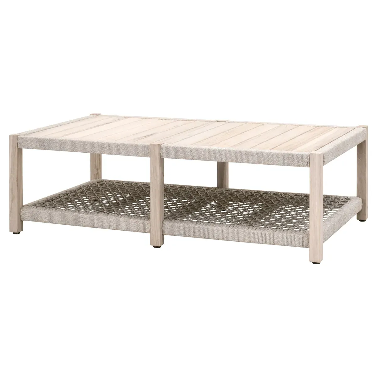 Wren Rectangular 2 Tier Outdoor Coffee Table - Taupe, Teak