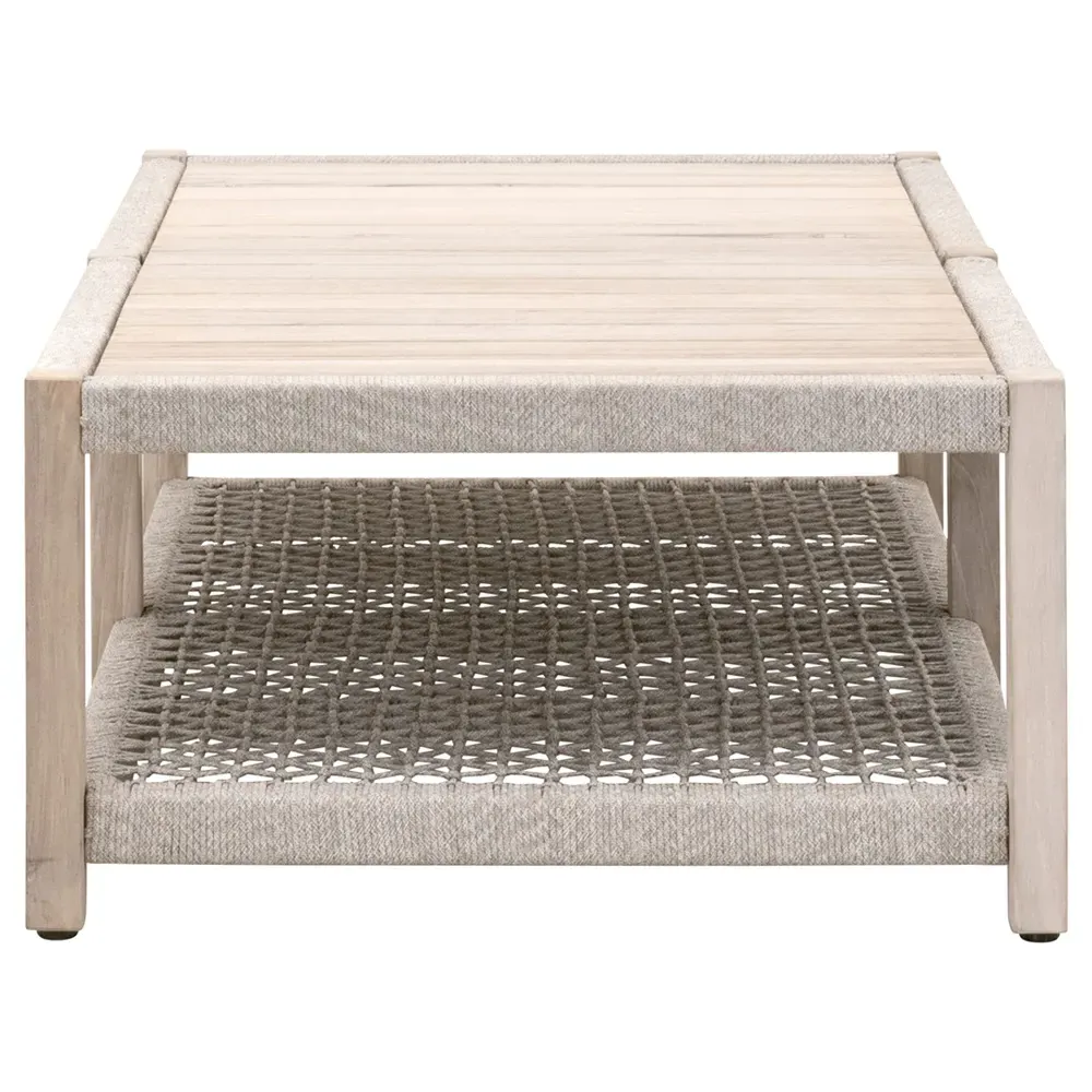 Wren Rectangular 2 Tier Outdoor Coffee Table - Taupe, Teak