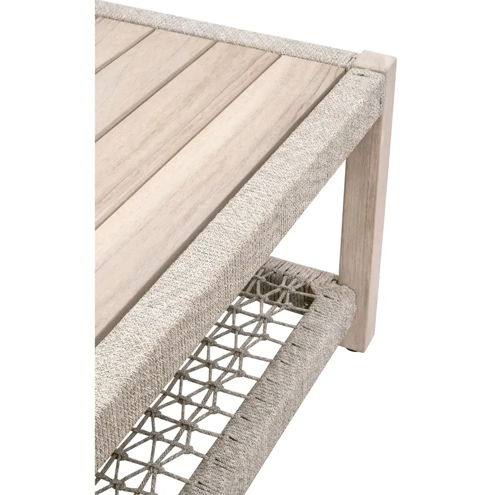 Wren Rectangular 2 Tier Outdoor Coffee Table - Taupe, Teak