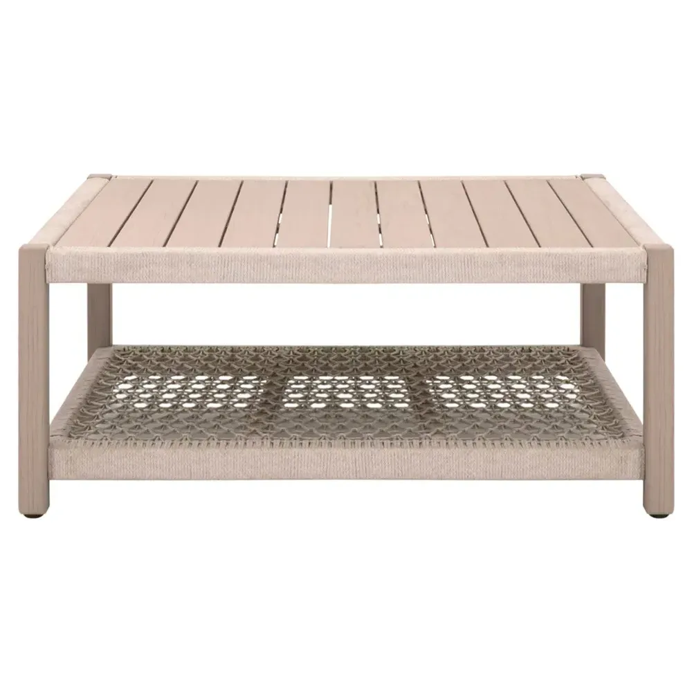 Wren Square 2 Tier Outdoor Coffee Table - Beige, Teak