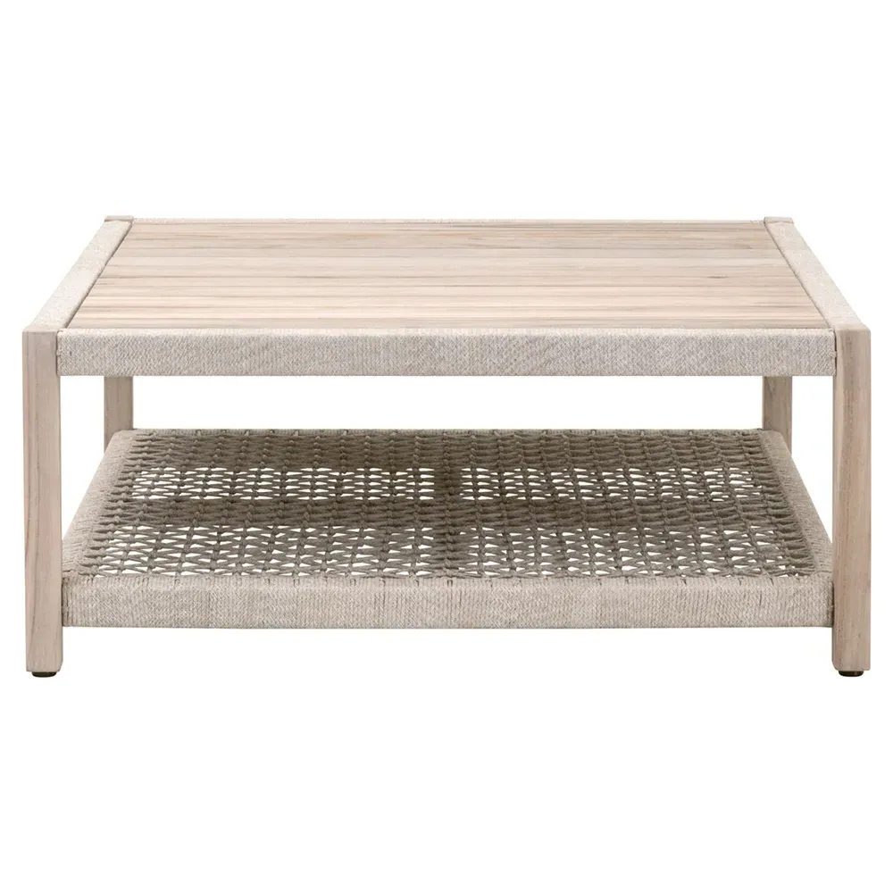 Wren Square 2 Tier Outdoor Coffee Table - Taupe, Teak