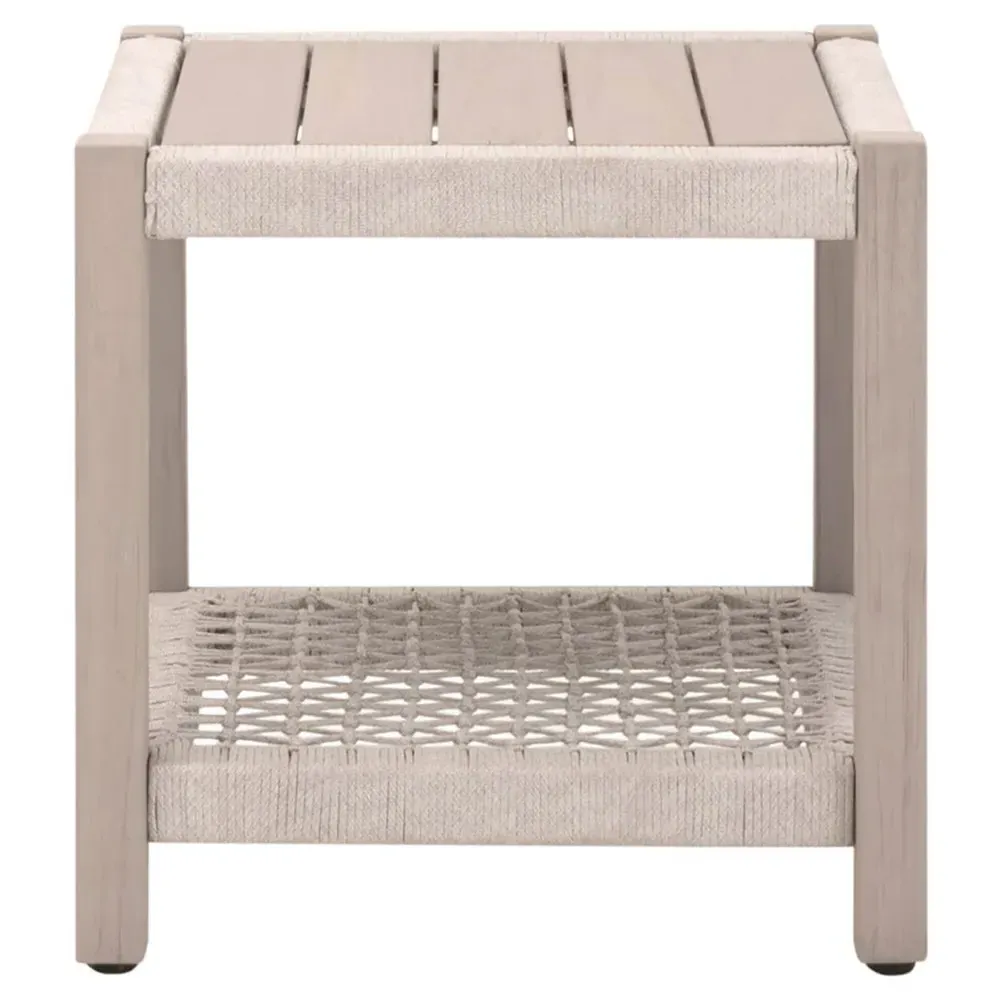 Wren Square Outdoor End Table - Beige, Teak