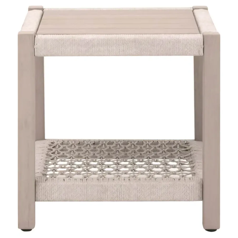 Wren Square Outdoor End Table - Beige, Teak image