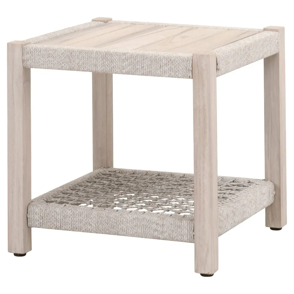 Wren Square Outdoor End Table - Taupe, Teak