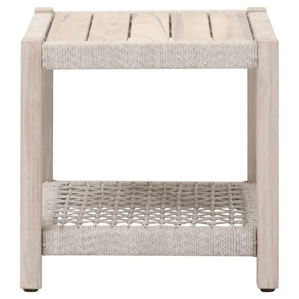 Wren Square Outdoor End Table - Taupe, Teak image