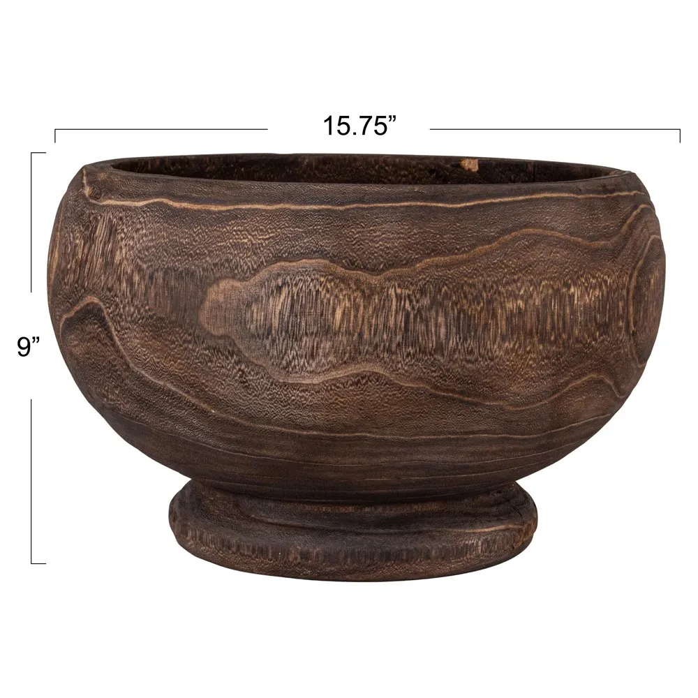 Wrenlee Square Outdoor Planter - Brown, Paulownia Wood