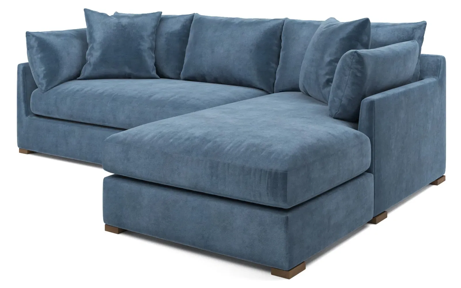 Wrenly Left Chaise Sectional - Blue Dusk, Velvet