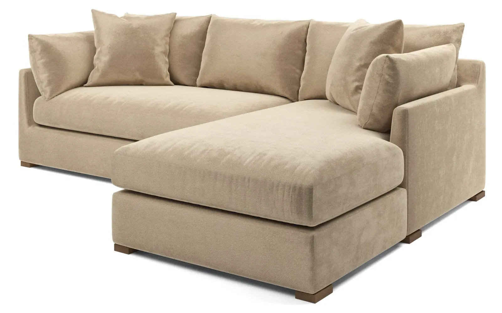 Wrenly Left Chaise Sectional - Champagne, Velvet