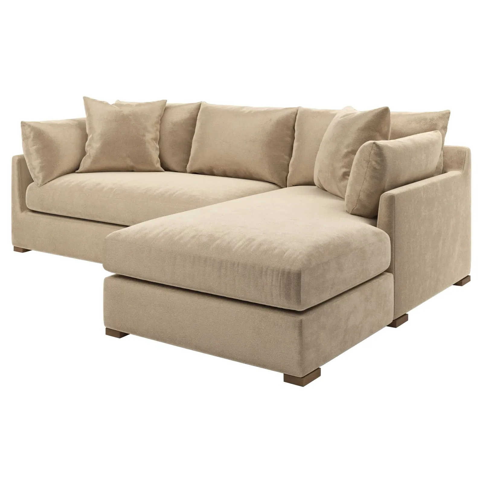 Wrenly Left Chaise Sectional - Champagne, Velvet