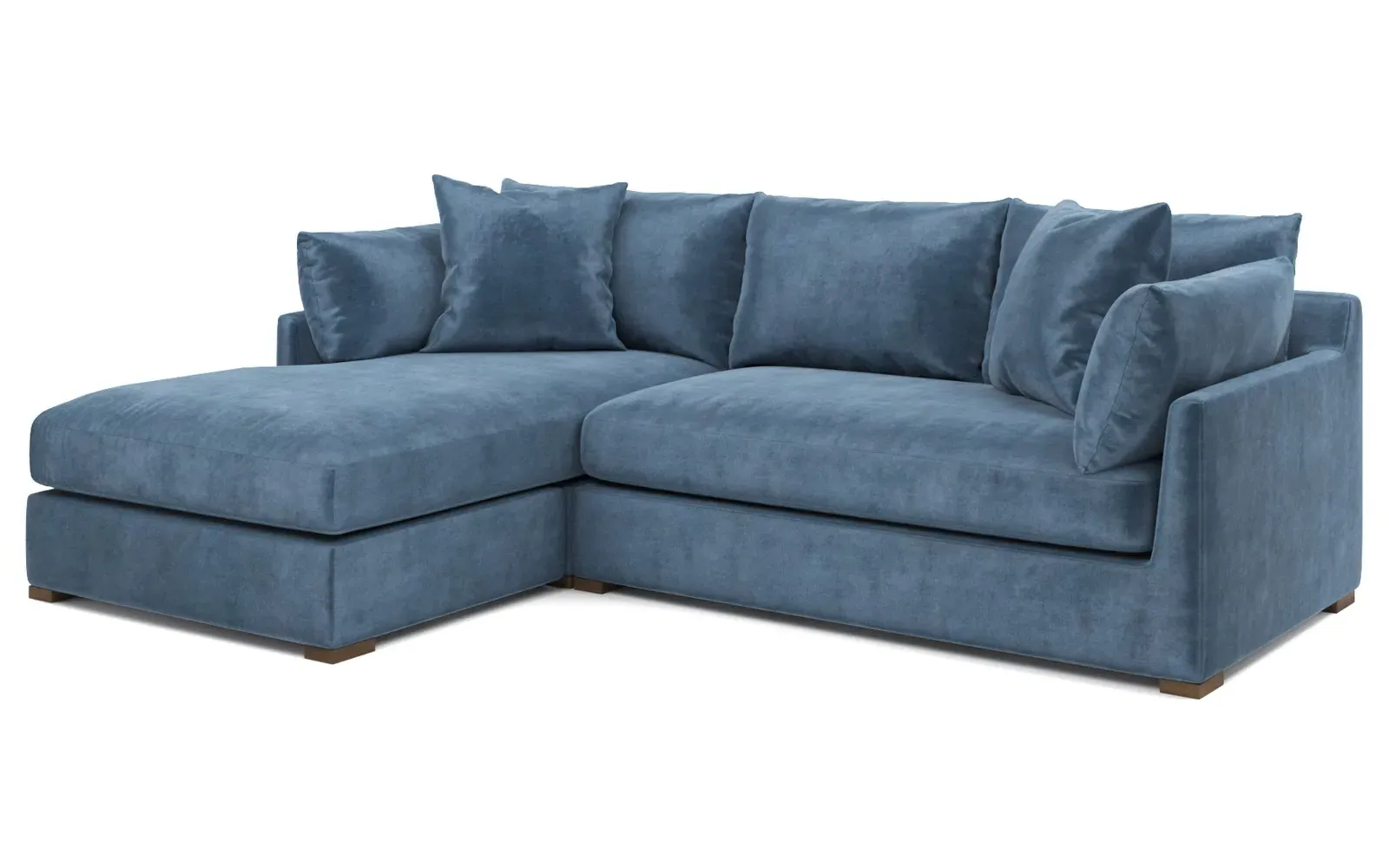 Wrenly Right Chaise Sectional - Blue Dusk, Velvet