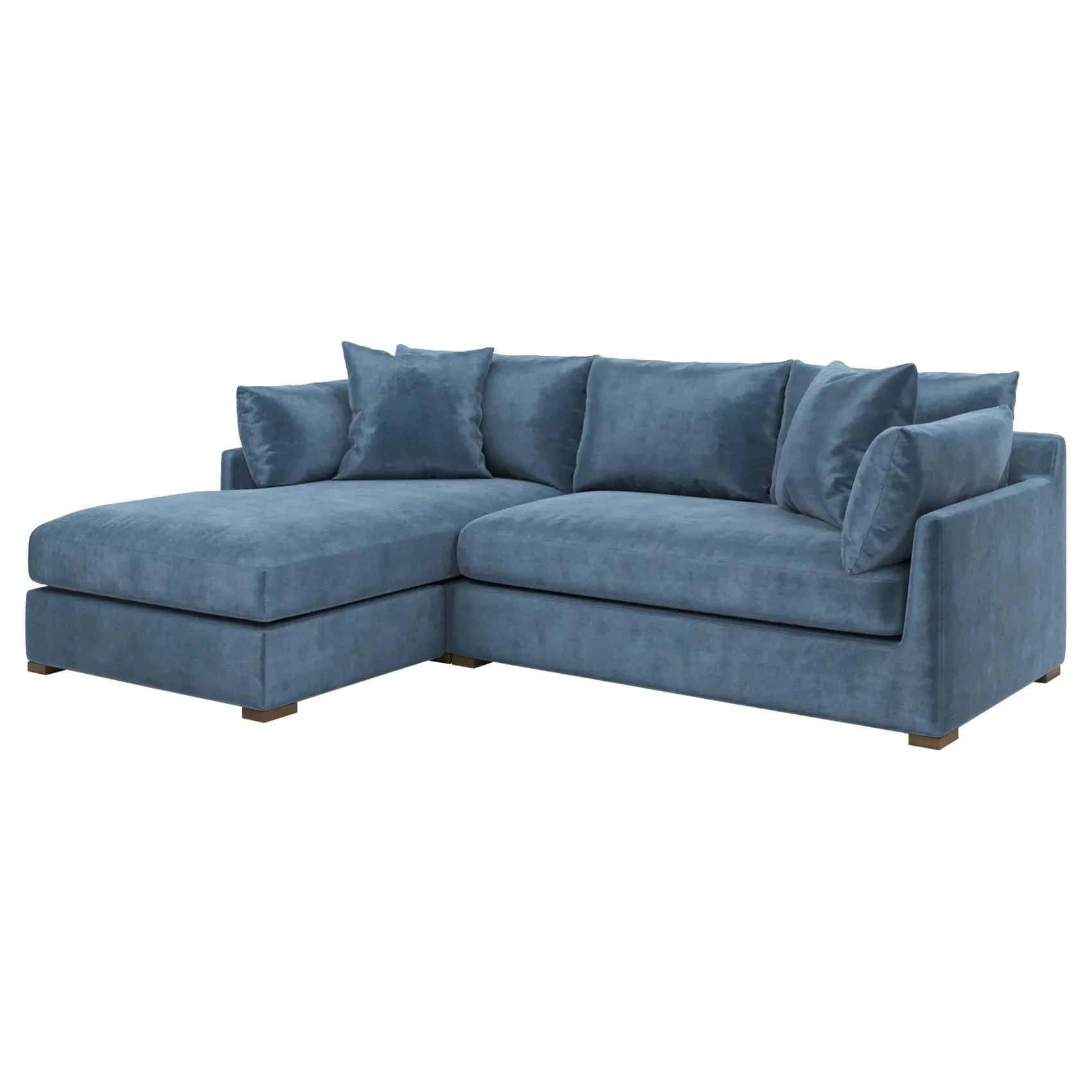 Wrenly Right Chaise Sectional - Blue Dusk, Velvet