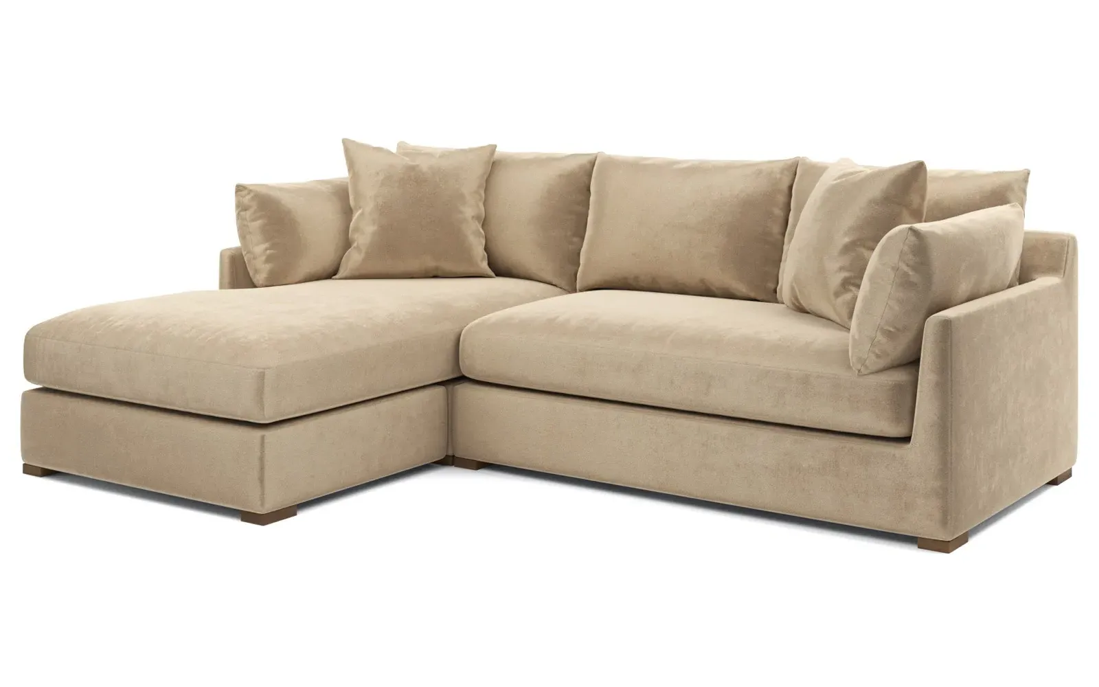 Wrenly Right Chaise Sectional - Champagne, Velvet