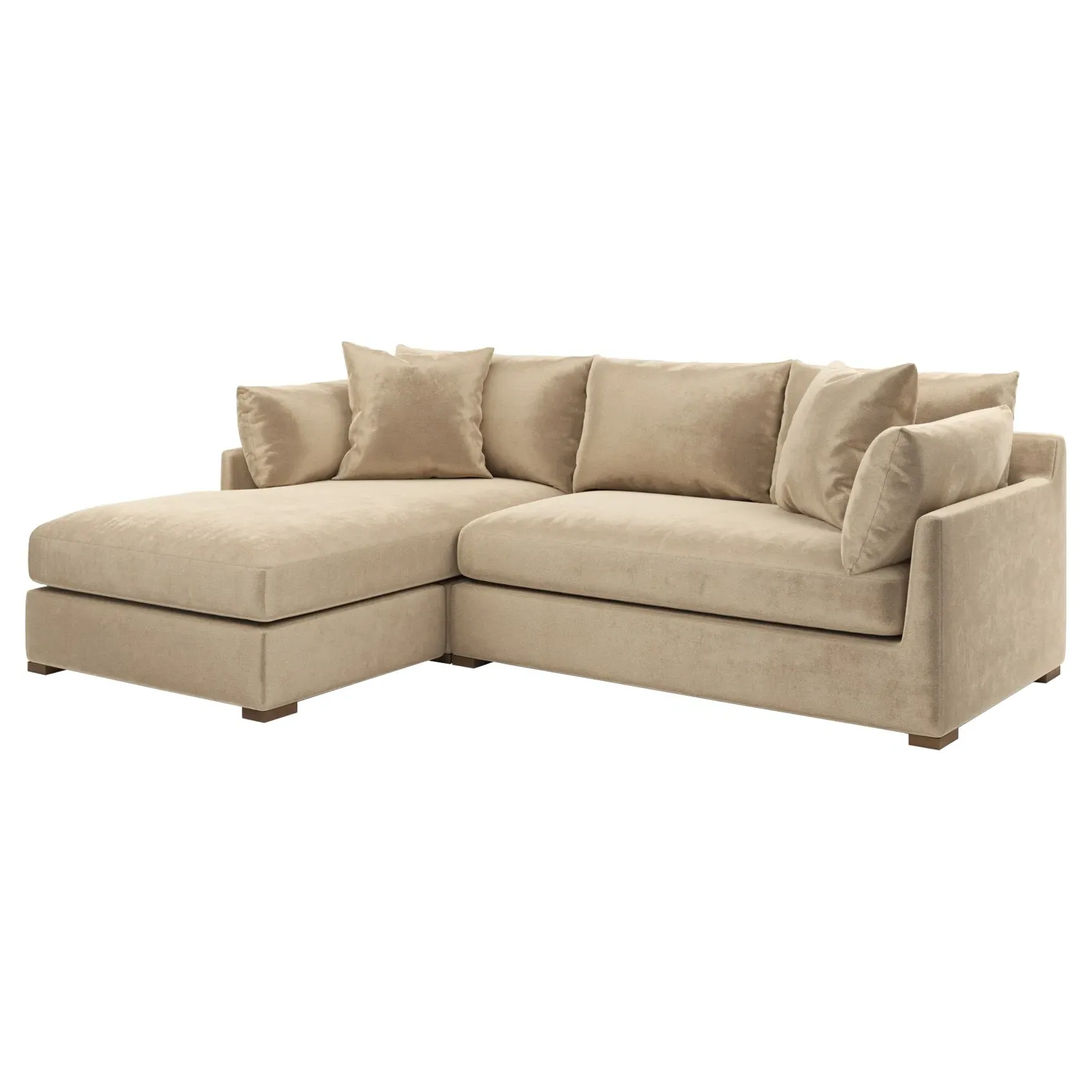 Wrenly Right Chaise Sectional - Champagne, Velvet