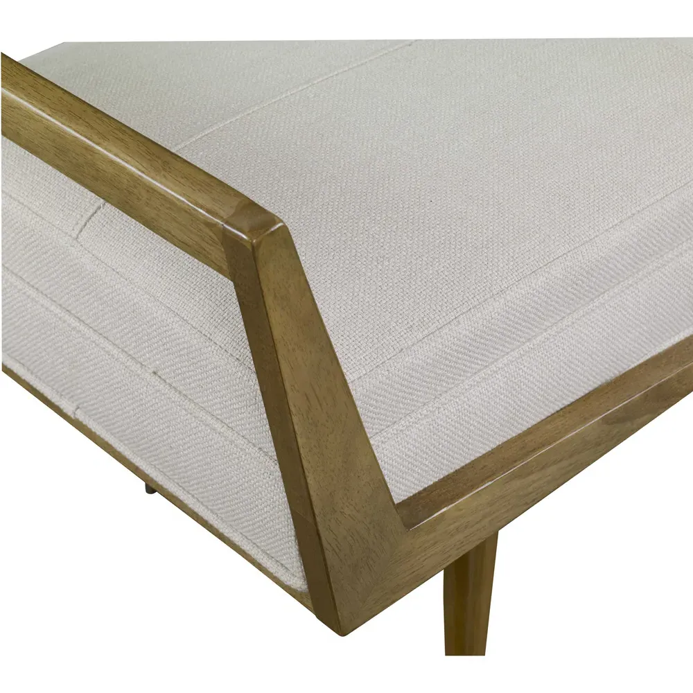 Wyatt Upholstered Wood Bench - Cream, Brown Wood