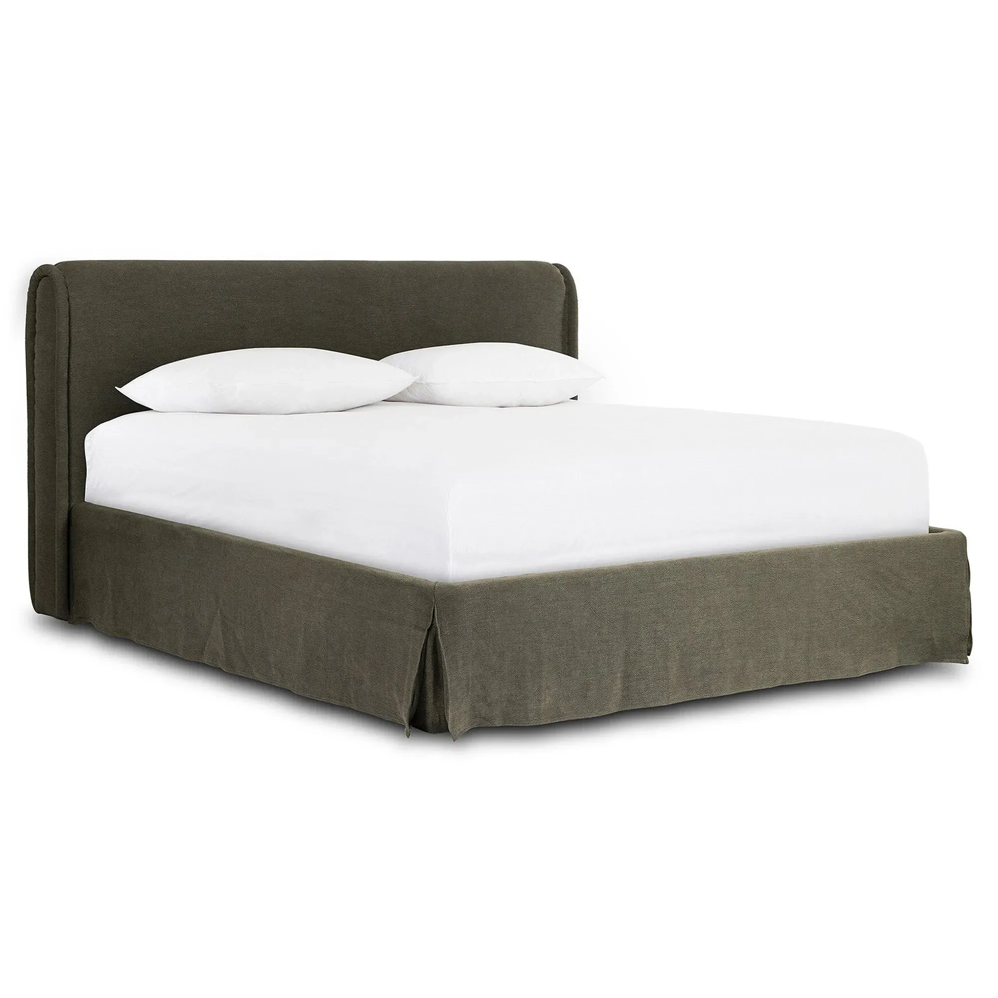 Wyndham King Size Bed - Broadway Olive, Linen