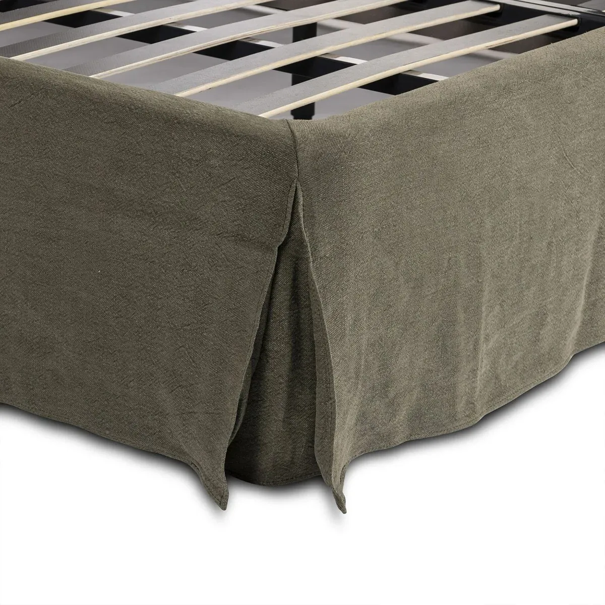 Wyndham King Size Bed - Broadway Olive, Linen