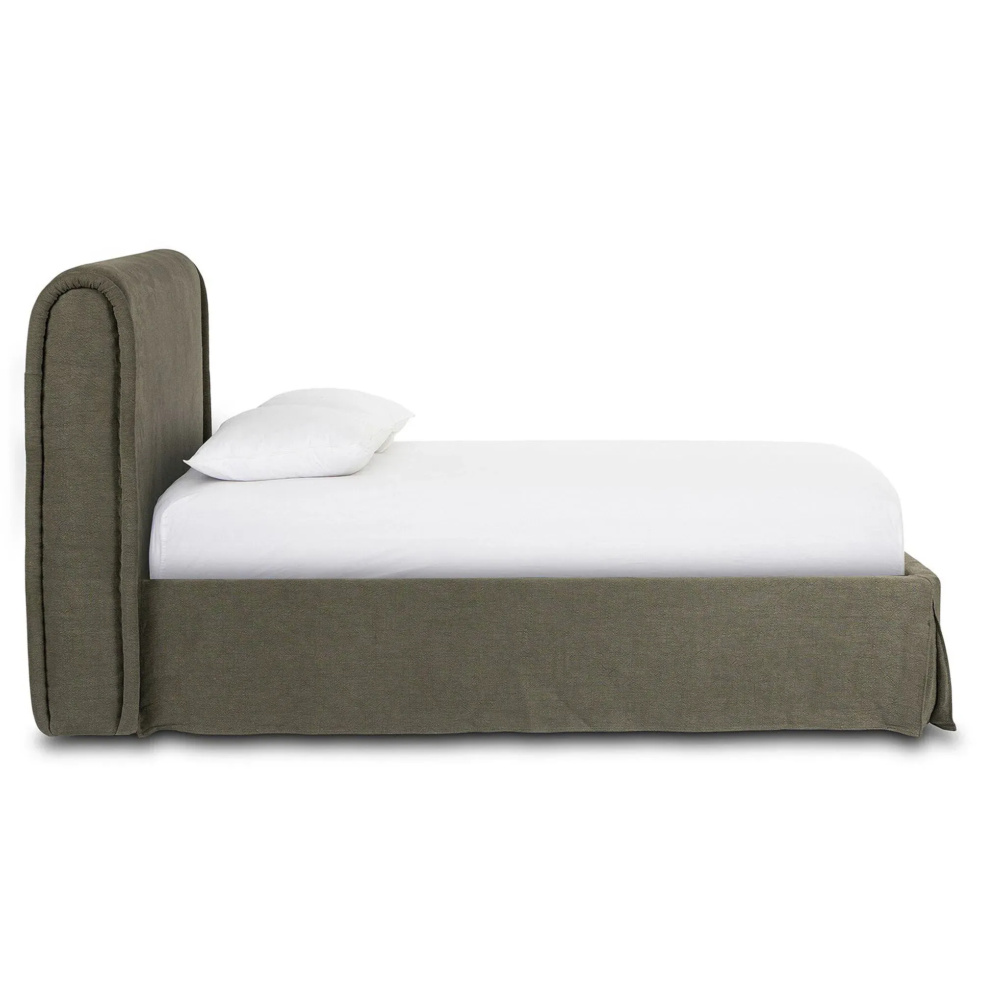 Wyndham King Size Bed - Broadway Olive, Linen