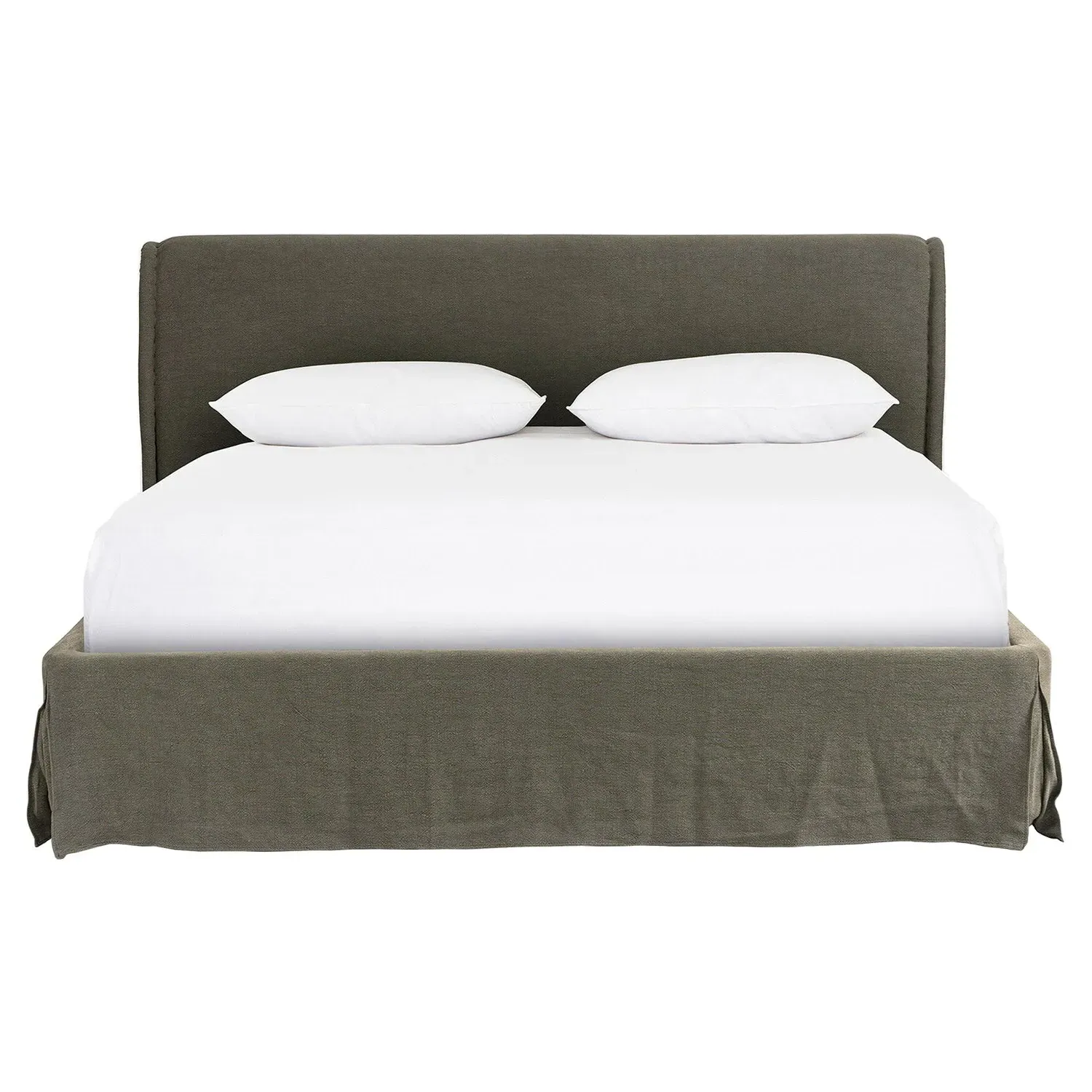 Wyndham King Size Bed - Broadway Olive, Linen