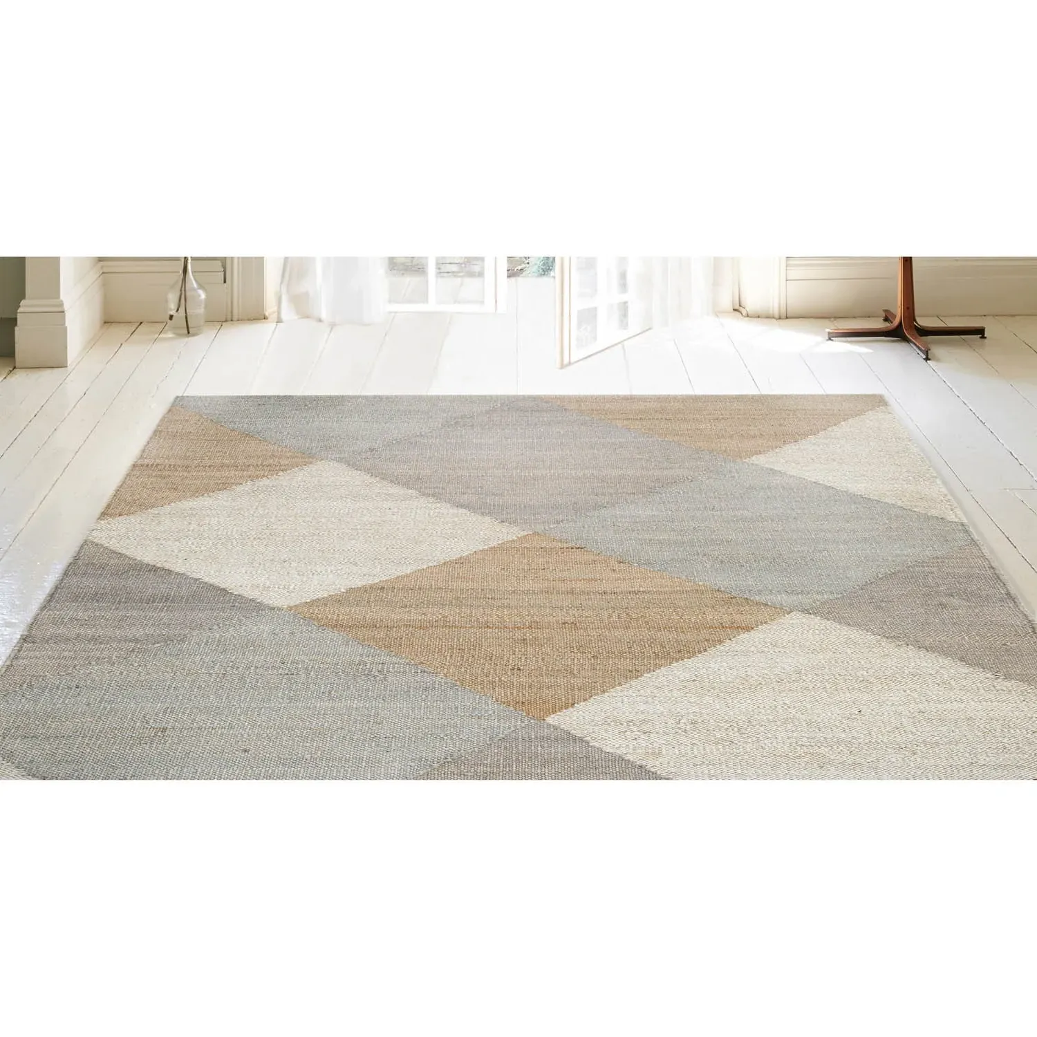 Wynn Diamond Patterned Jute Rug - Grey