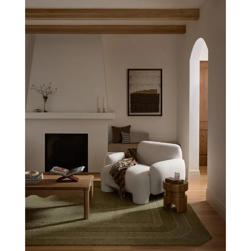 Xalara Border Solid Rug - Olive Green, Wool