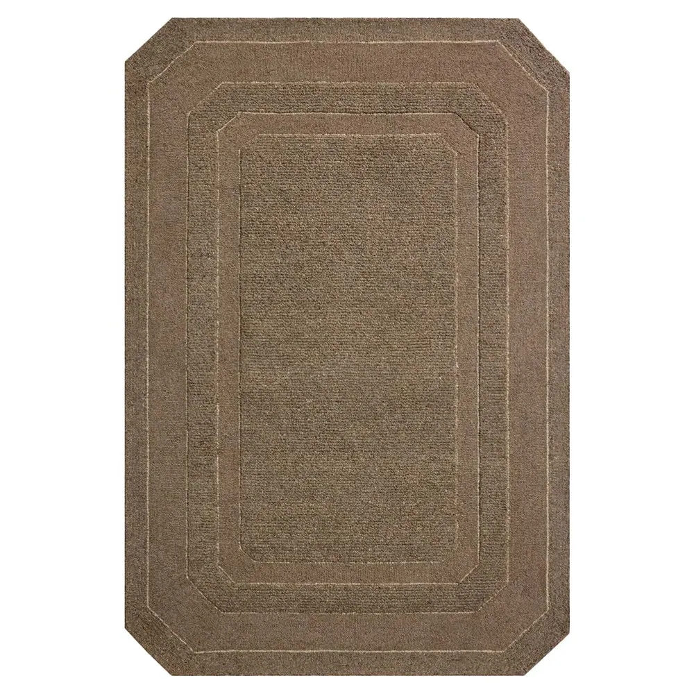 Xalara Border Solid Rug Runner - Brown, Wool