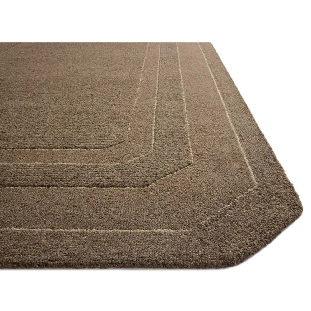 Xalara Border Solid Rug Sample - Brown, Wool