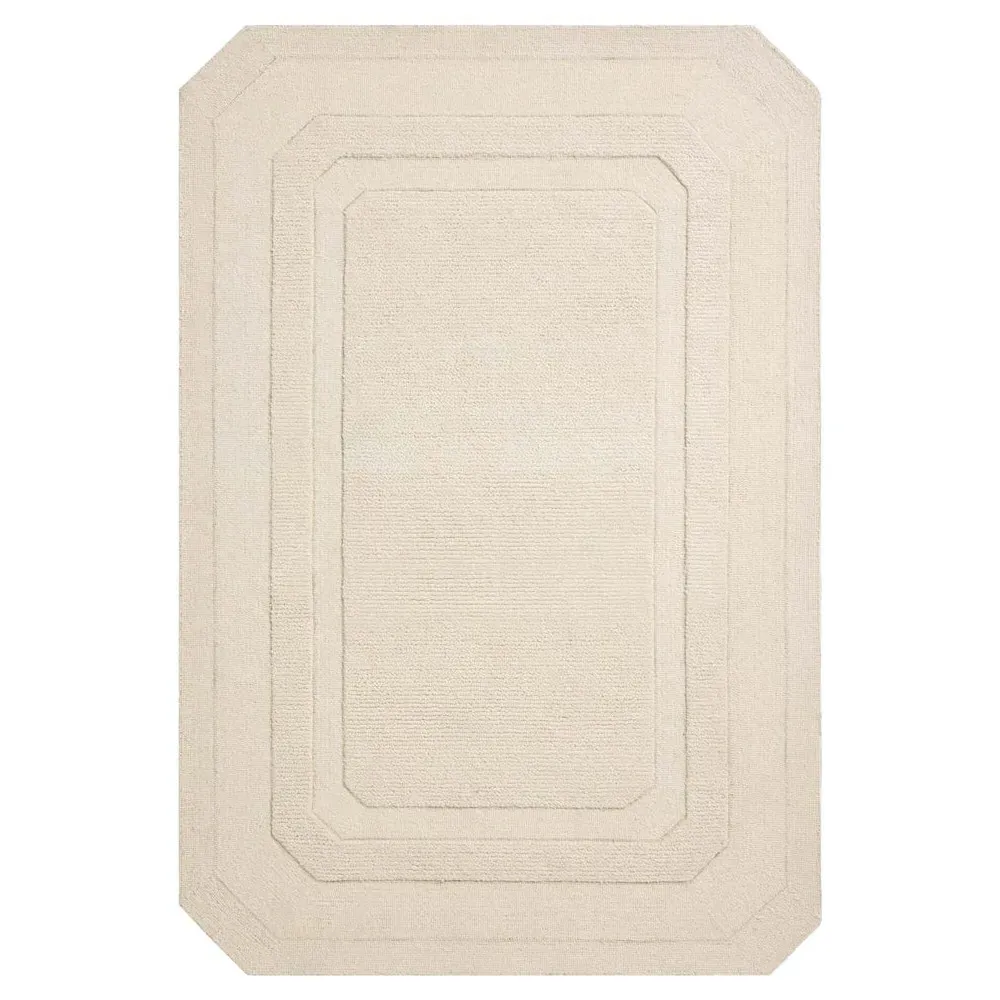 Xalara Border Solid Rug Sample - Cream, Wool