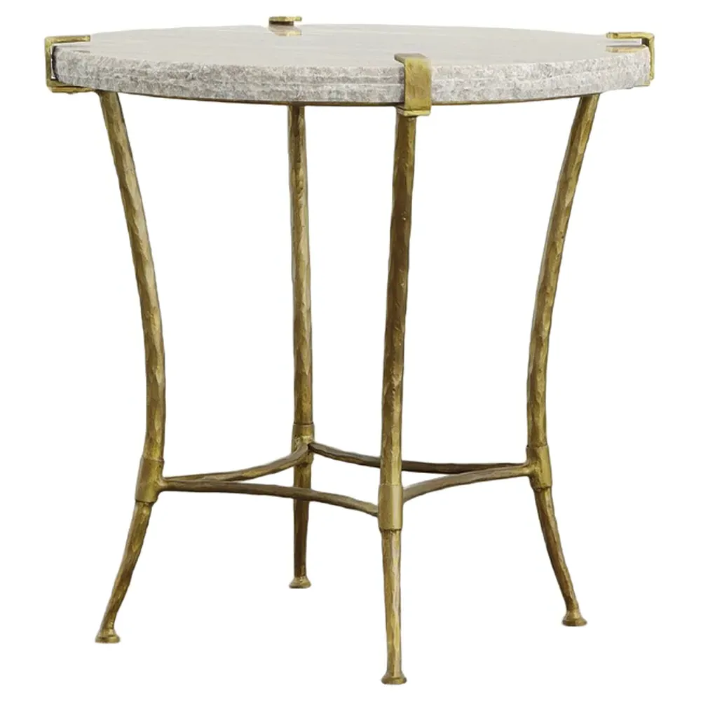 Xander Round Side Table - Cream, Marble image