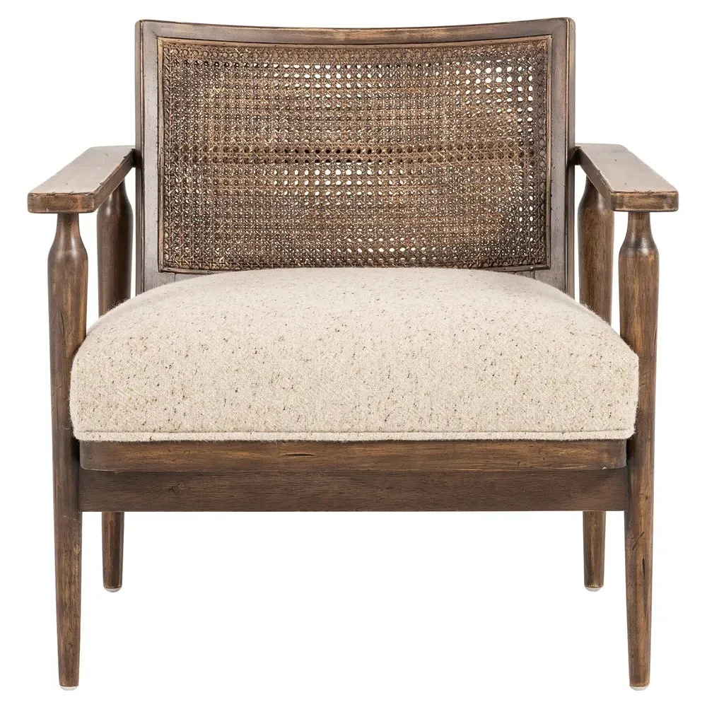 Xander Woven Cane Arm Chair - Cream, Linen