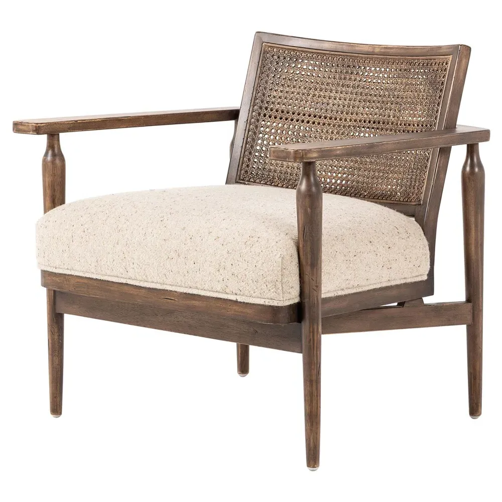 Xander Woven Cane Arm Chair - Cream, Linen