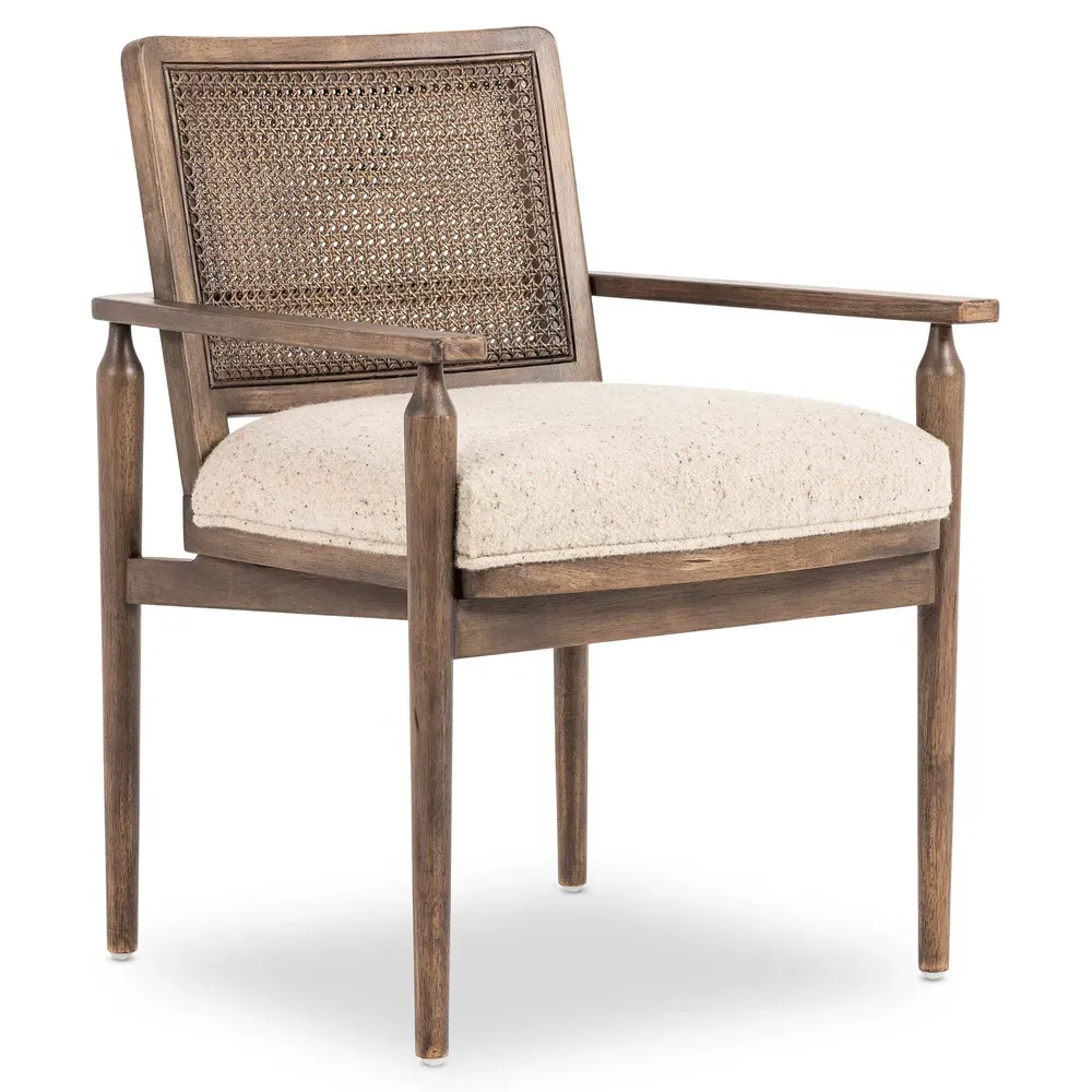 Xander Woven Cane Dining Arm Chair - Taupe, Linen