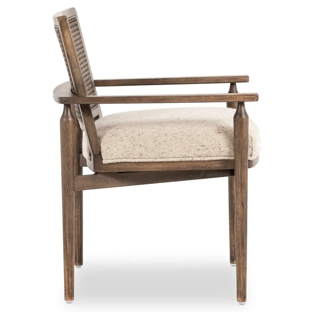 Xander Woven Cane Dining Arm Chair - Taupe, Linen