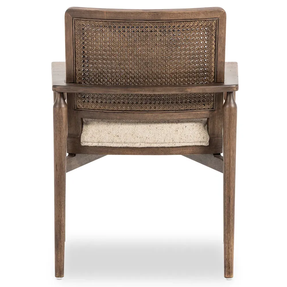 Xander Woven Cane Dining Arm Chair - Taupe, Linen