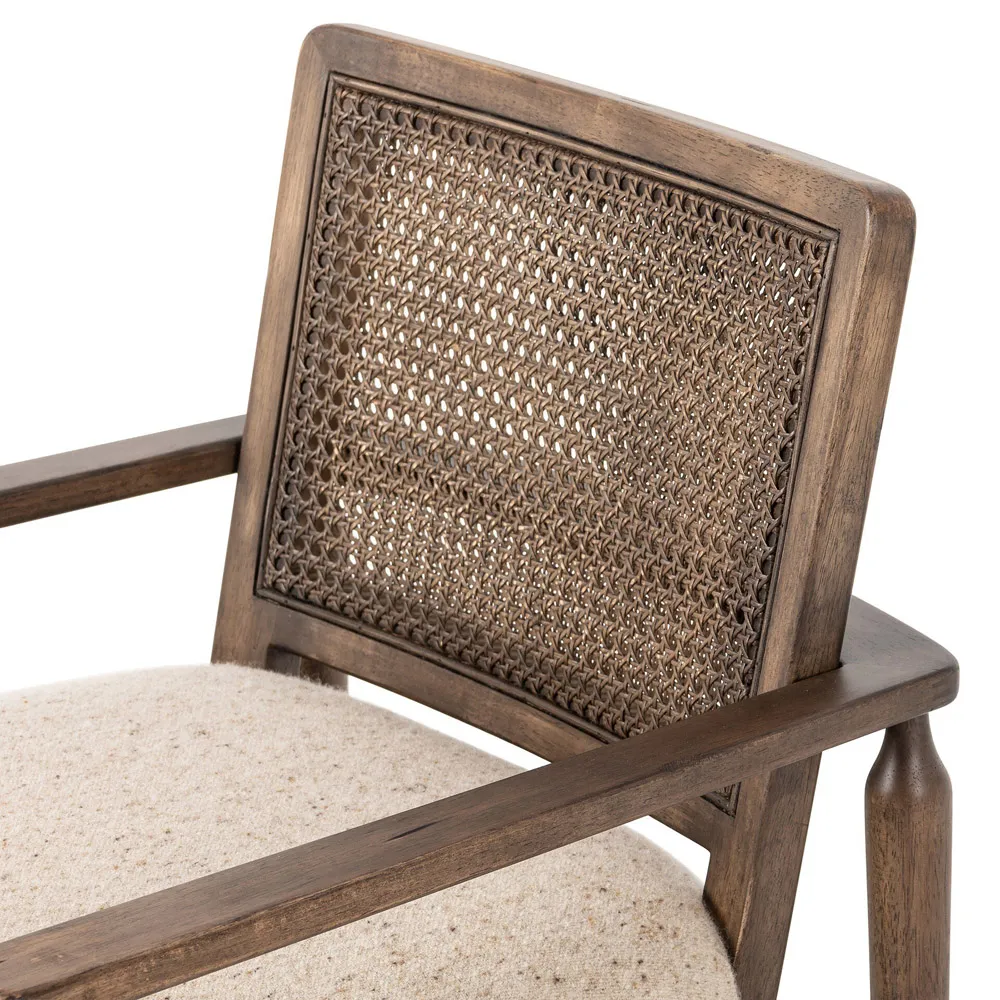 Xander Woven Cane Dining Arm Chair - Taupe, Linen