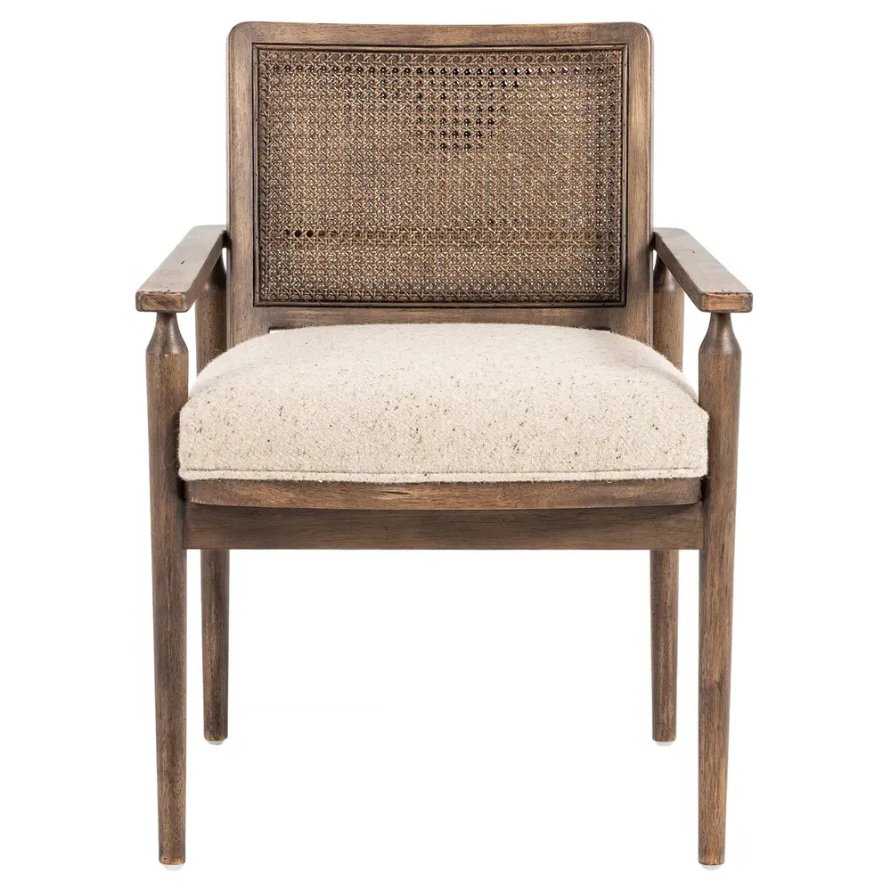 Xander Woven Cane Dining Arm Chair - Taupe, Linen