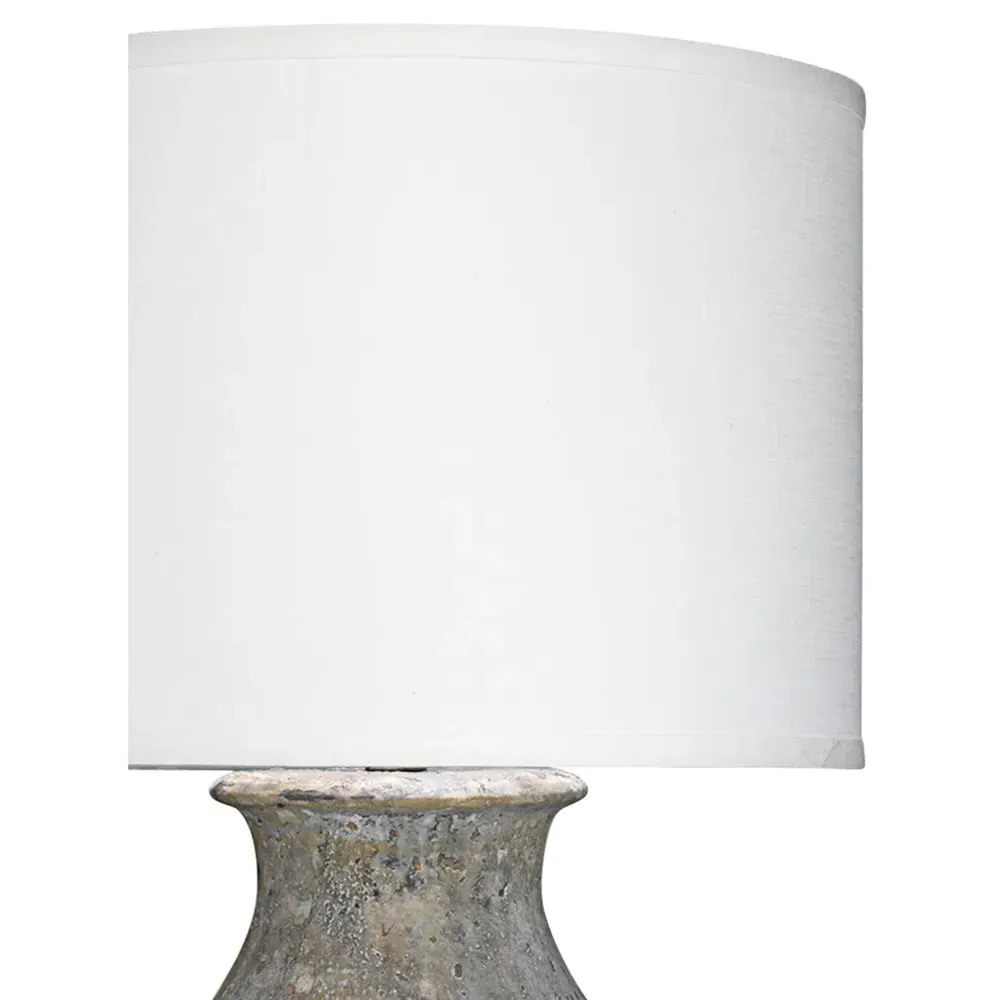 Xavi Table Lamp with Linen Shade - Grey, Ceramic