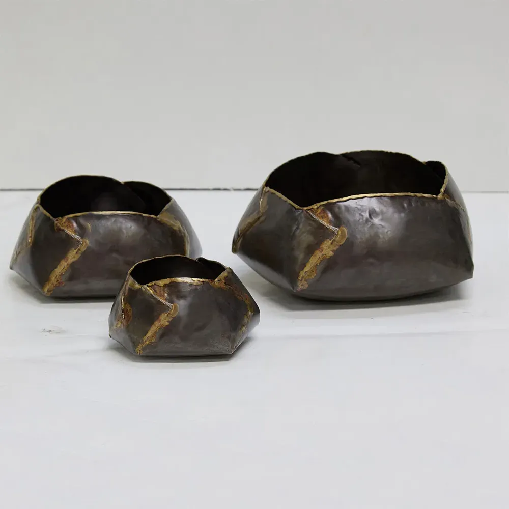 Xavier Medium Decorative Bowl - Gunmetal, Iron