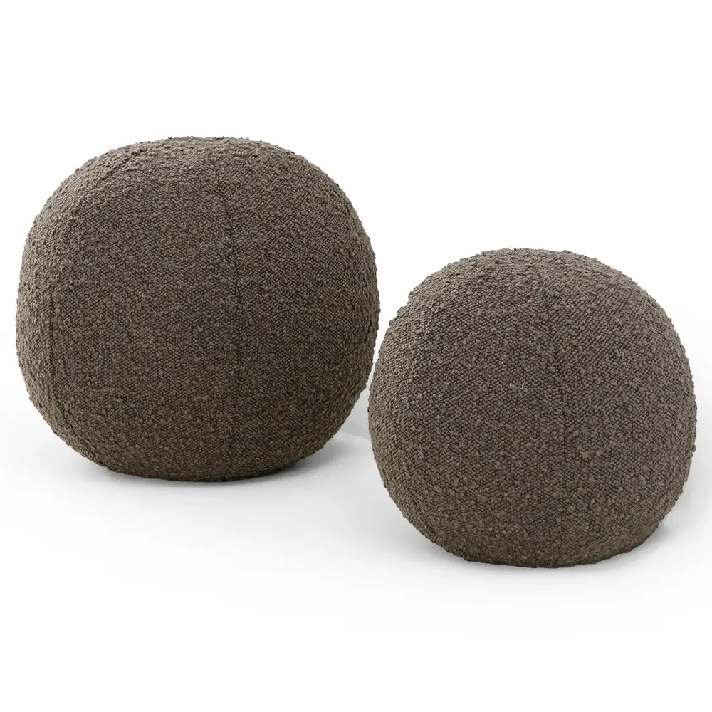 Xavier Sphere Decorative Throw Pillow Set of 2 - Brown, Bouclé
