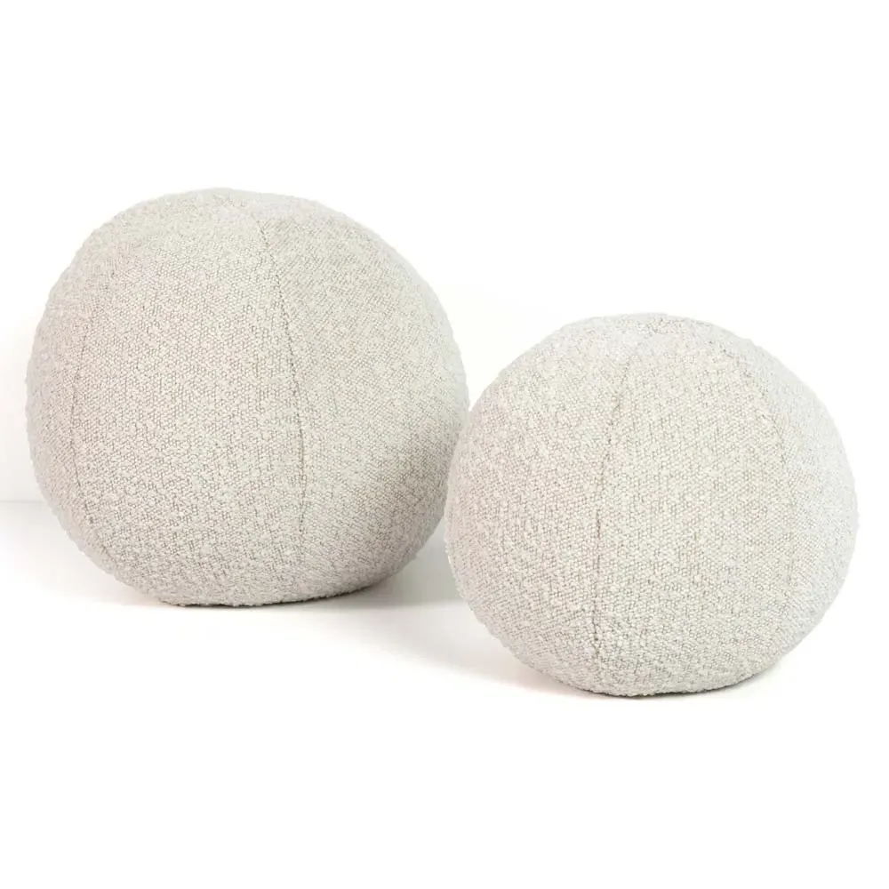 Xavier Sphere Decorative Throw Pillow Set of 2 - Cream, Bouclé