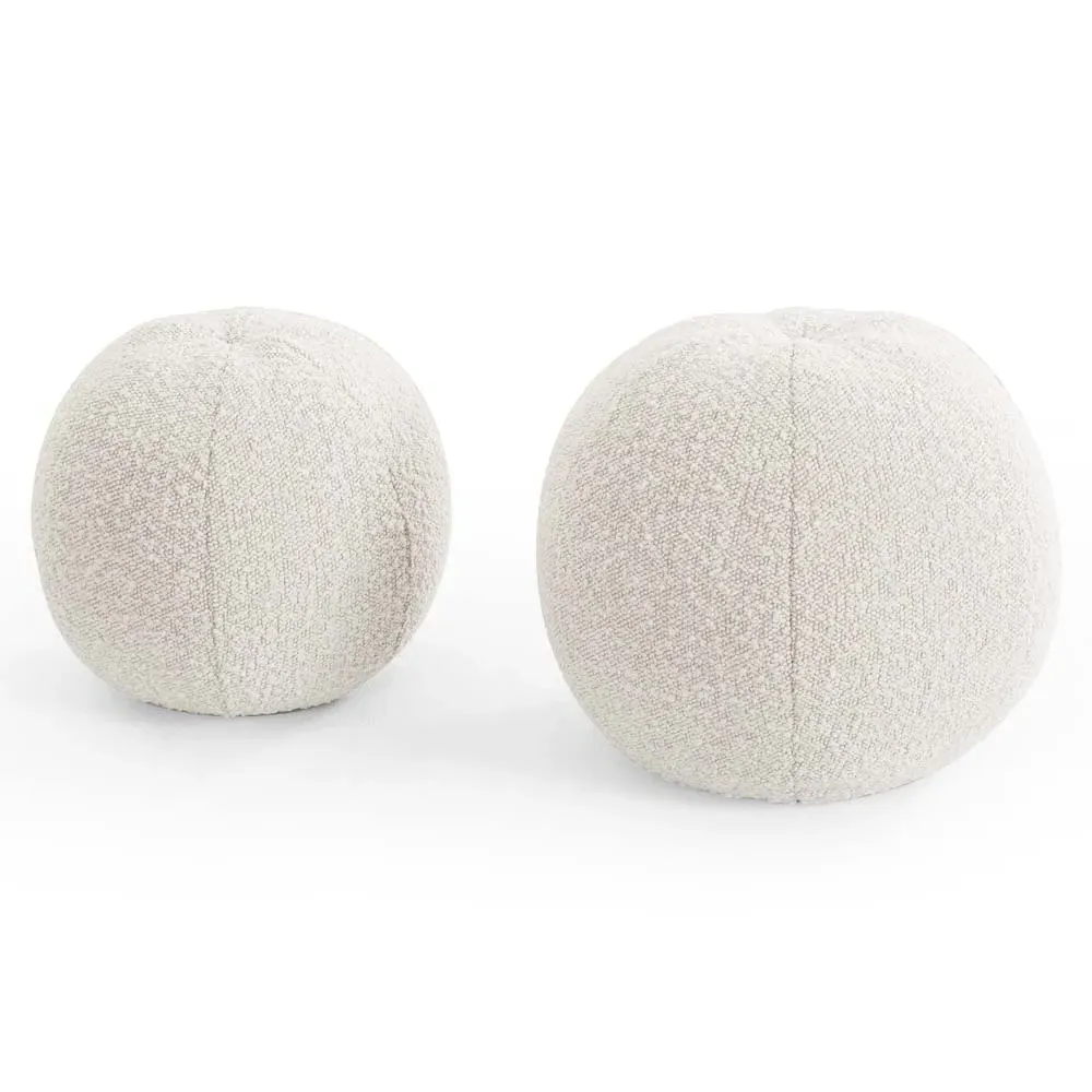 Xavier Sphere Decorative Throw Pillow Set of 2 - Cream, Bouclé