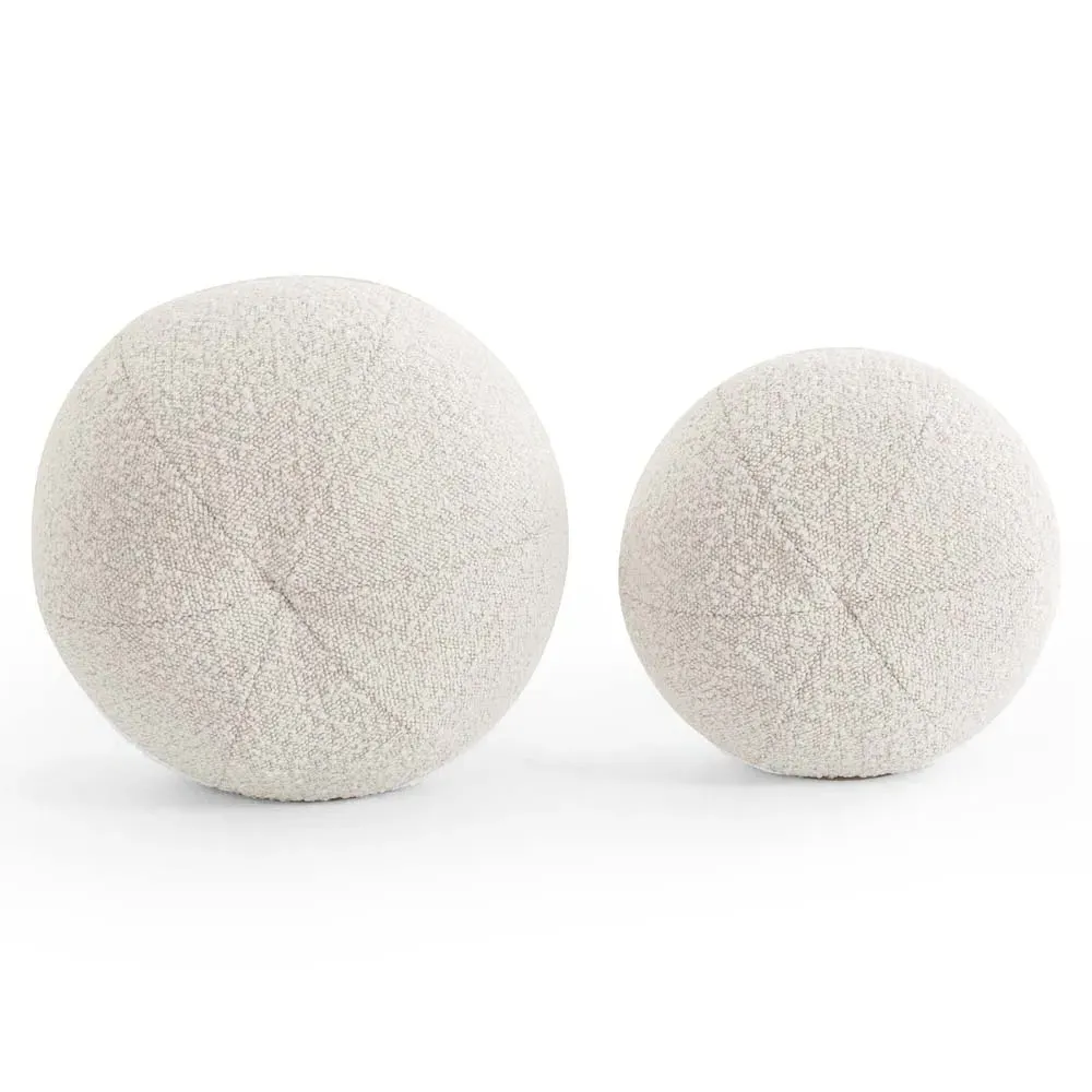 Xavier Sphere Decorative Throw Pillow Set of 2 - Cream, Bouclé