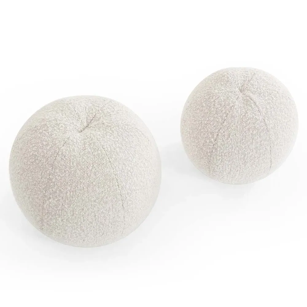 Xavier Sphere Decorative Throw Pillow Set of 2 - Cream, Bouclé