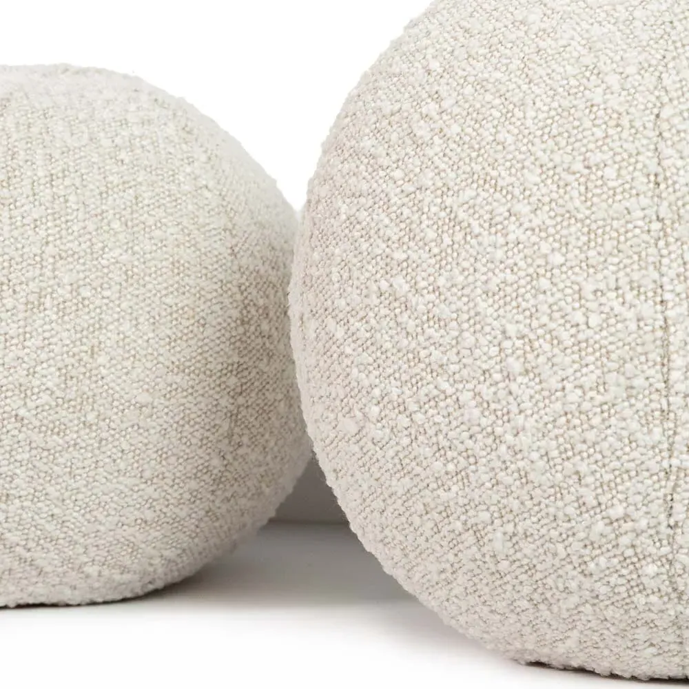 Xavier Sphere Decorative Throw Pillow Set of 2 - Cream, Bouclé
