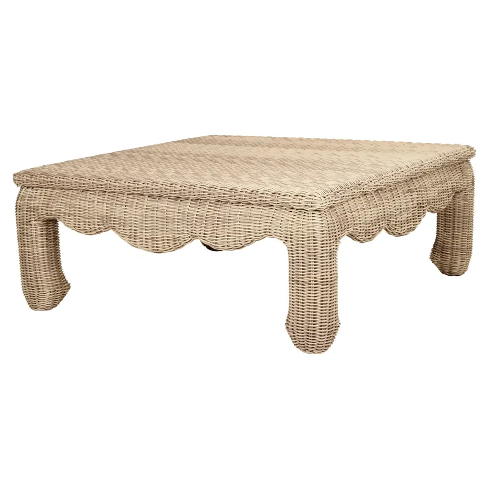 Xavier Square Outdoor Coffee Table - Brown, Wicker