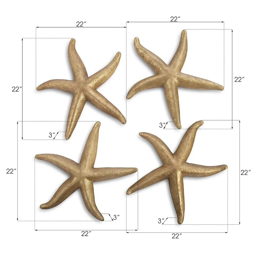 Xerxes Large Starfish Wall Sculpture Set - Gold Leaf, Resin