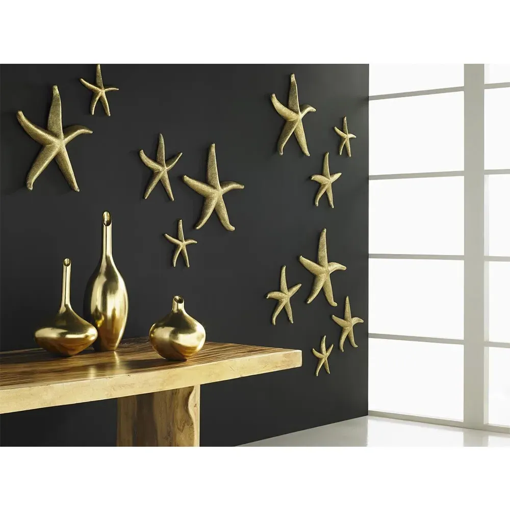 Xerxes Medium Starfish Wall Sculpture Set - Gold Leaf, Resin