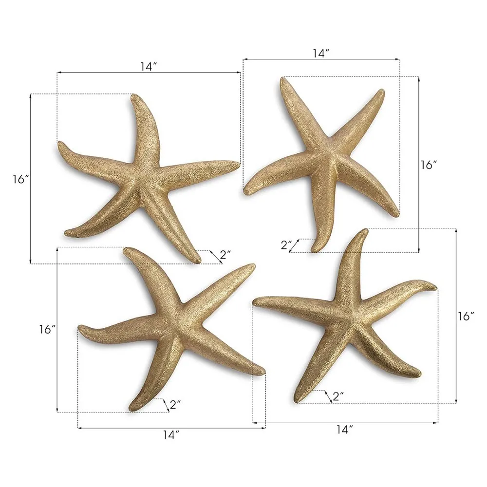 Xerxes Medium Starfish Wall Sculpture Set - Gold Leaf, Resin